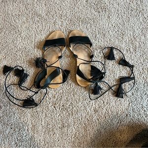 Loeffler Randall tassel sandals 7.5 black